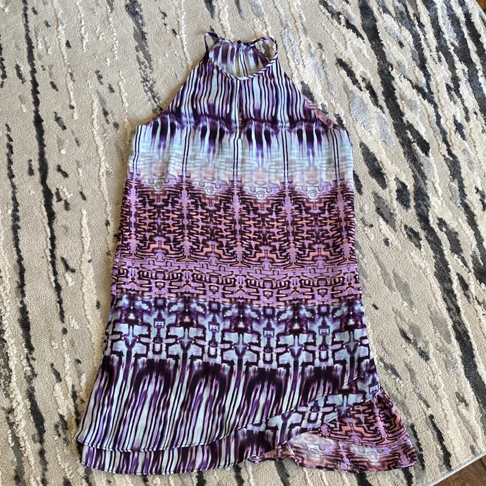 Parker blue purple abstract‎ halter swing dress